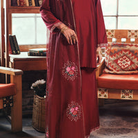 Poly Cotton Maroon Stitched Suit - Almirah