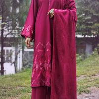 Velvet Stripe Pink Stitched Suit - Almirah