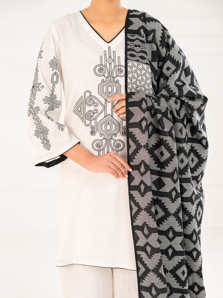 Karandi White Stitched Suit - Almirah