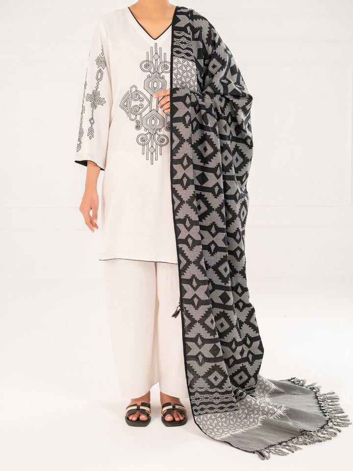 Karandi White Stitched Suit - Almirah