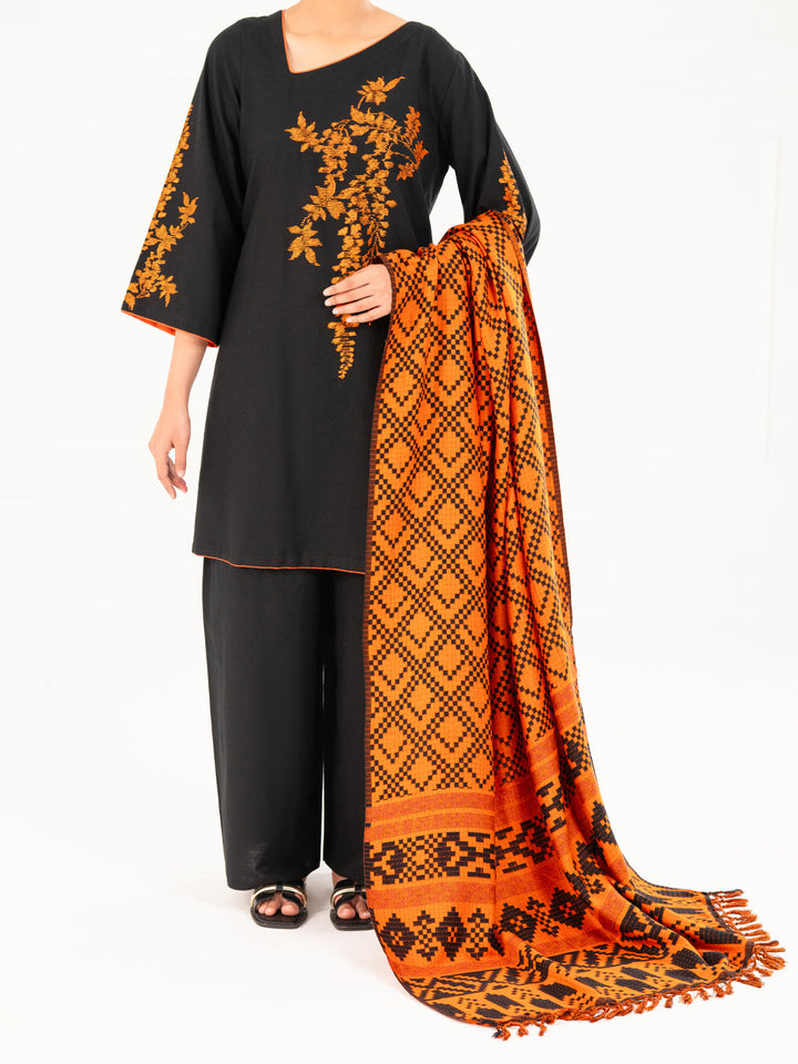 Karandi Black Stitched Suit - Almirah