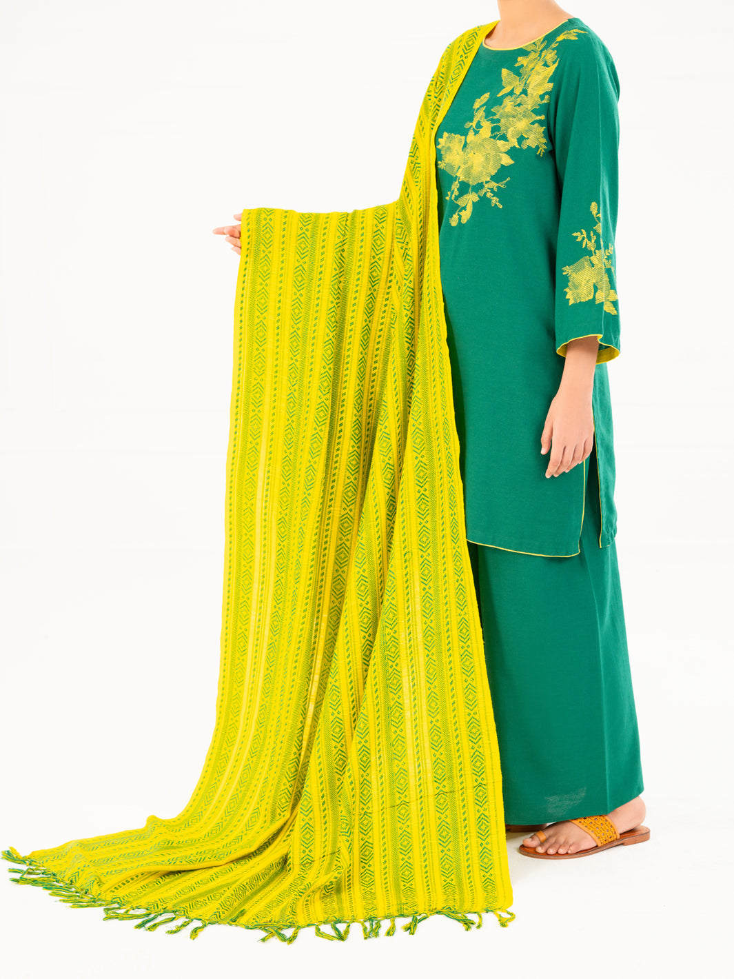 Karandi Green Stitched Suit - Almirah