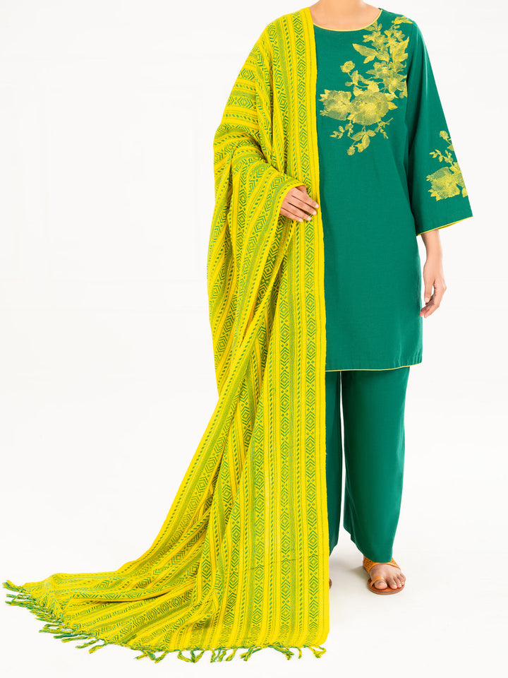 Karandi Green Stitched Suit - Almirah