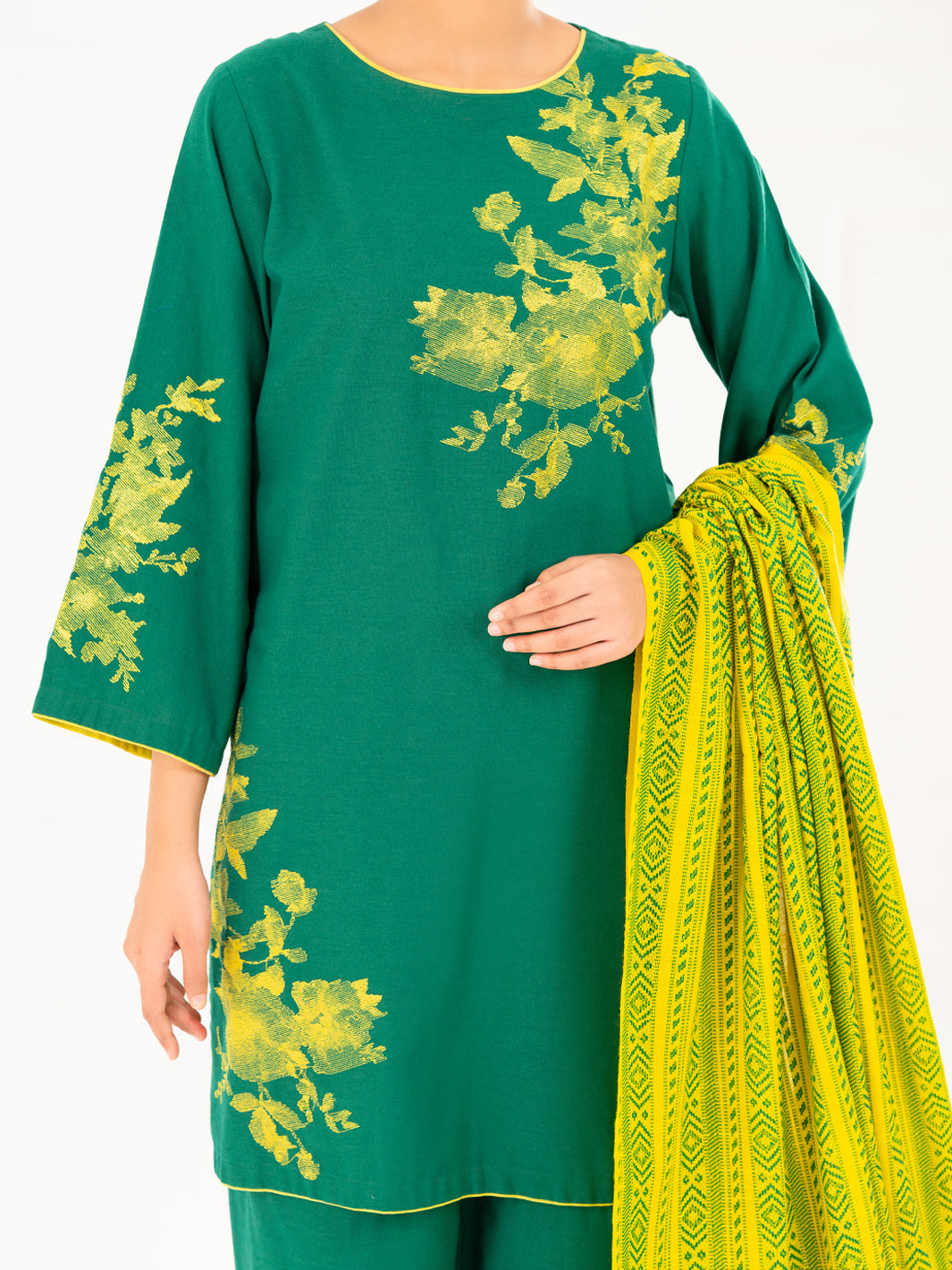 Karandi Green Stitched Suit - Almirah