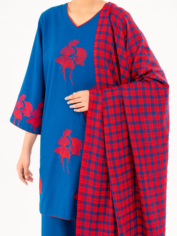 Karandi Blue Stitched Suit - Almirah