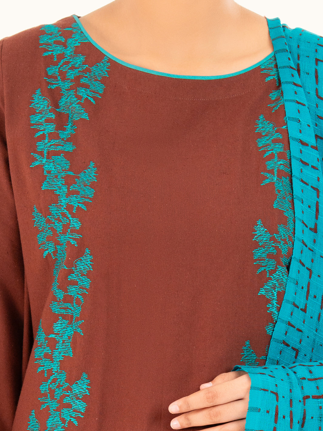 Karandi Brown Stitched Suit - Almirah