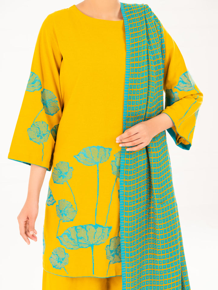 Karandi Mustard Stitched Suit - Almirah