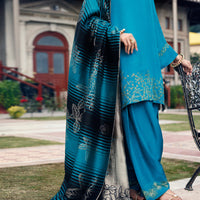 Taffeta Silk Turquoise Unstitched Suit - Almirah
