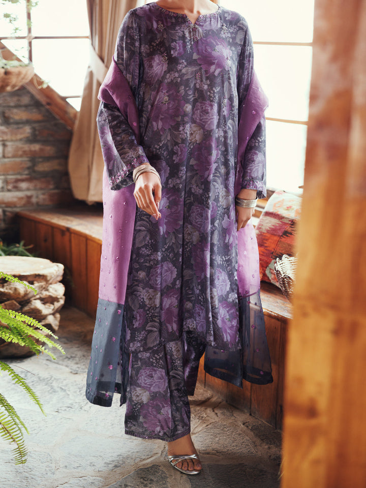 Viscose Purple Stitched Suit - Almirah