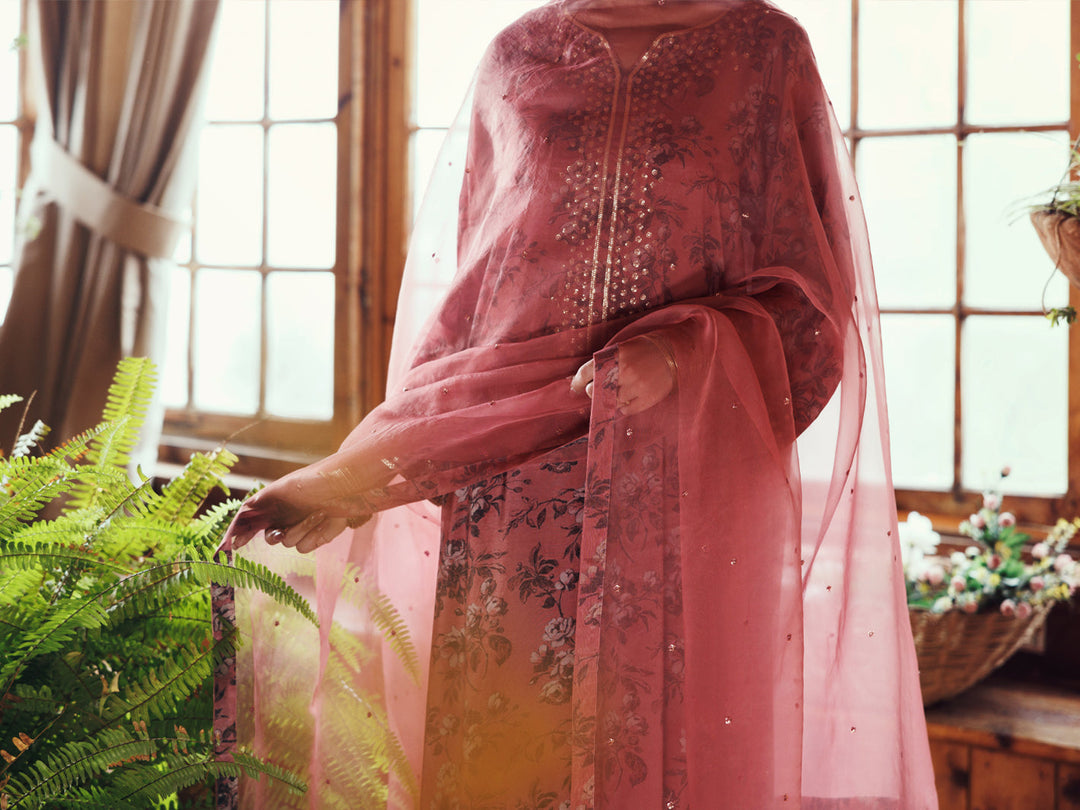 Viscose Tea Pink Stitched Suit - Almirah
