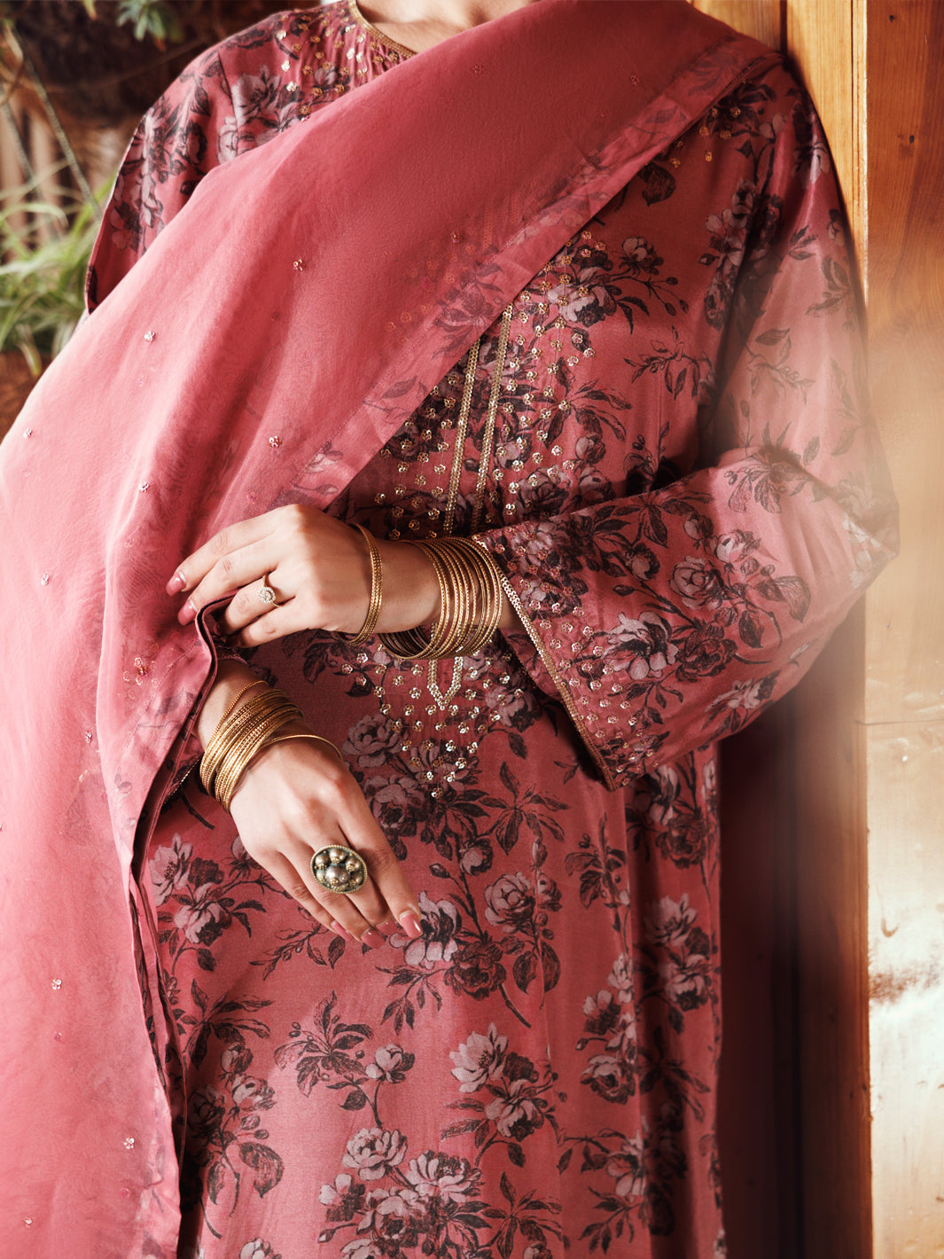 Viscose Tea Pink Stitched Suit - Almirah