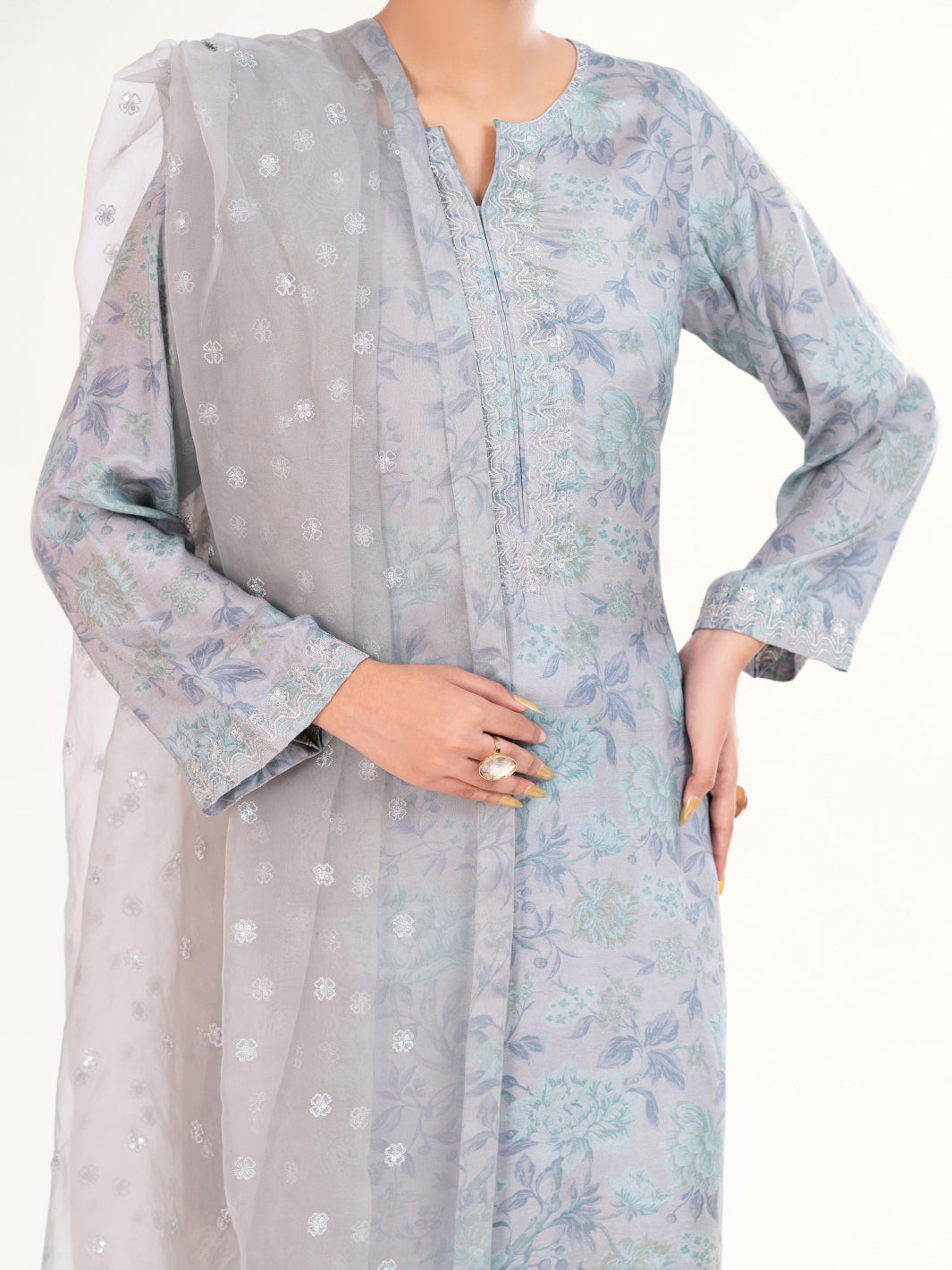Viscose Grey Stitched Suit - Almirah