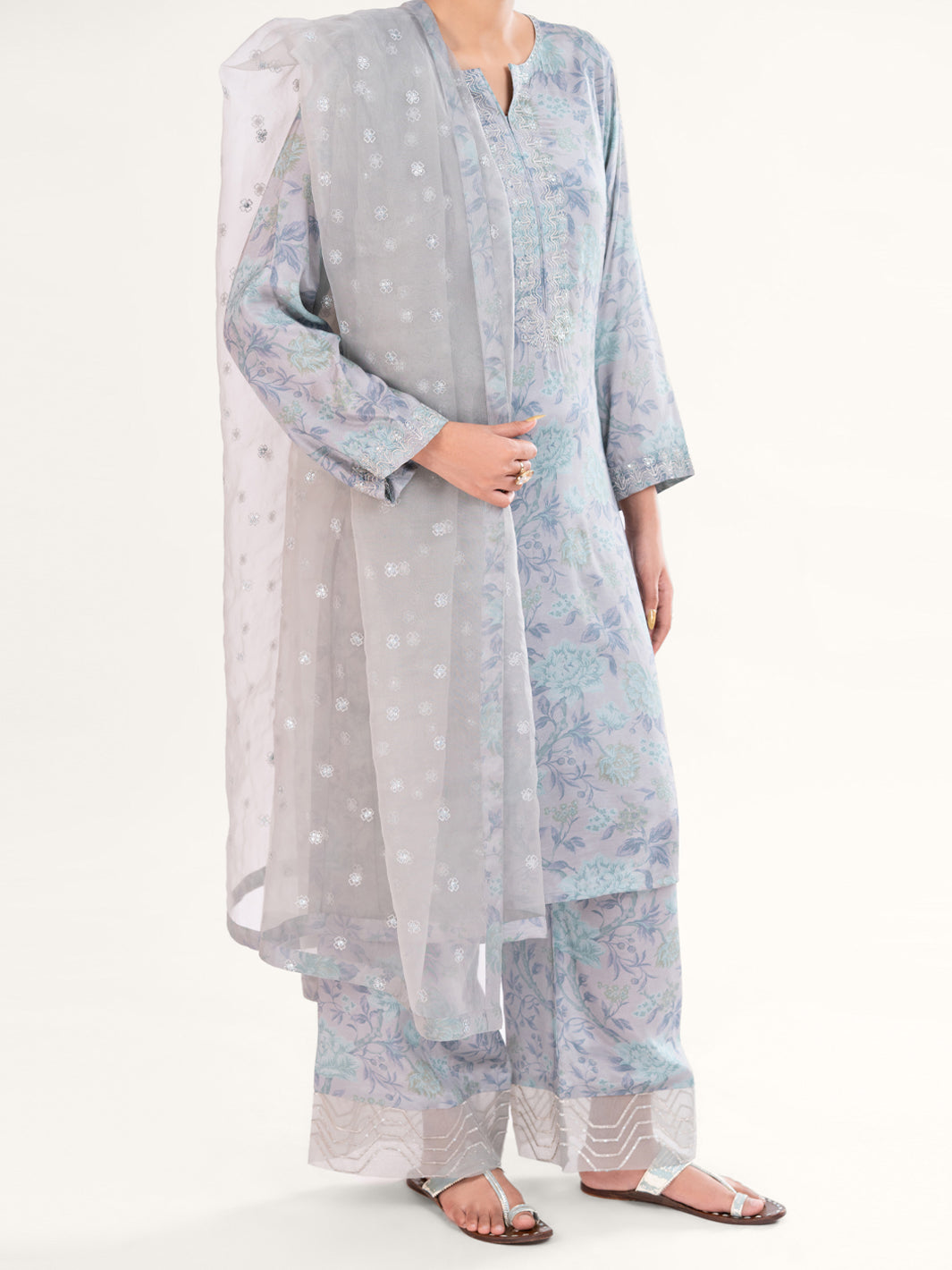 Viscose Grey Stitched Suit - Almirah