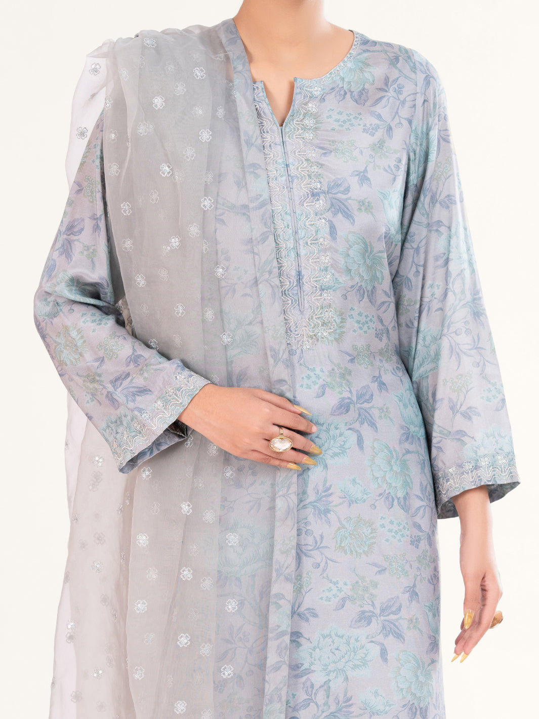 Viscose Grey Stitched Suit - Almirah