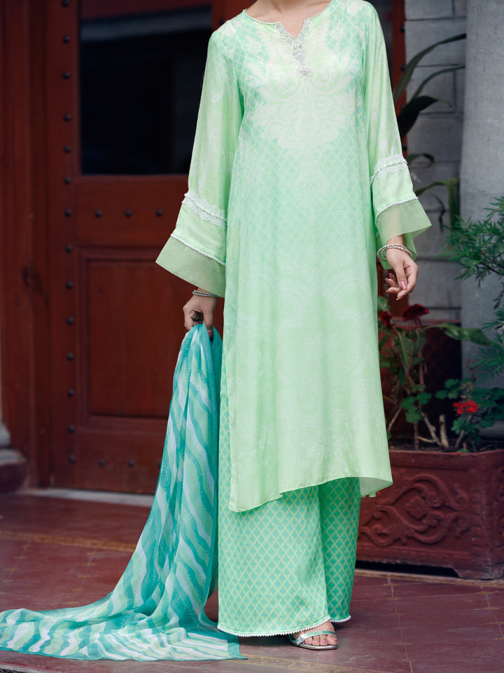 Thai Silk Light Green Stitched Suit - Almirah