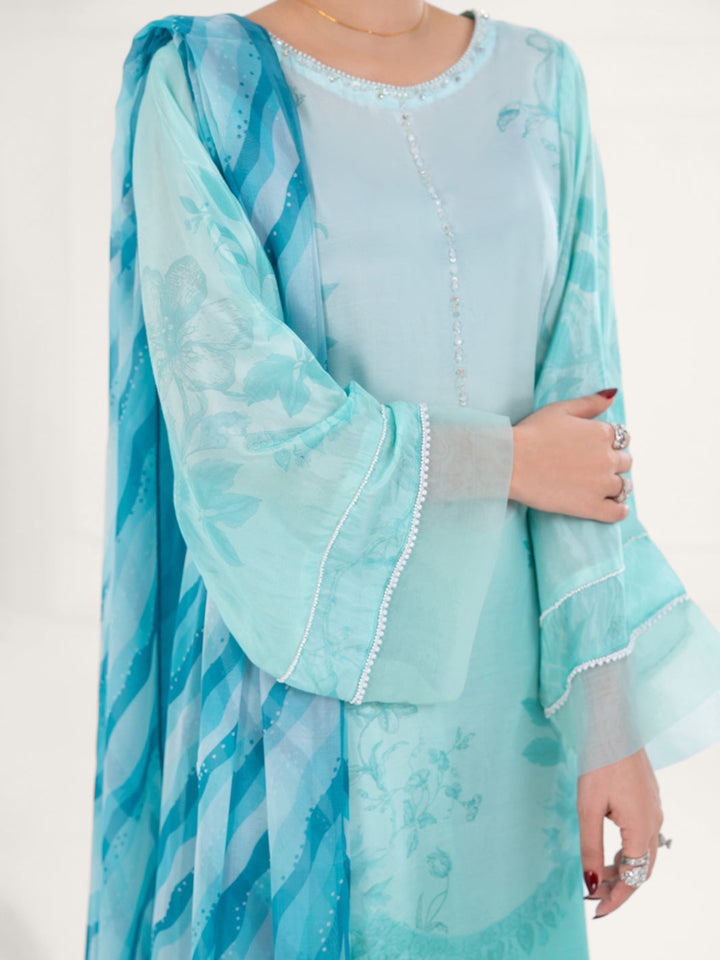 Thai Silk Ferozi Stitched Suit - Almirah