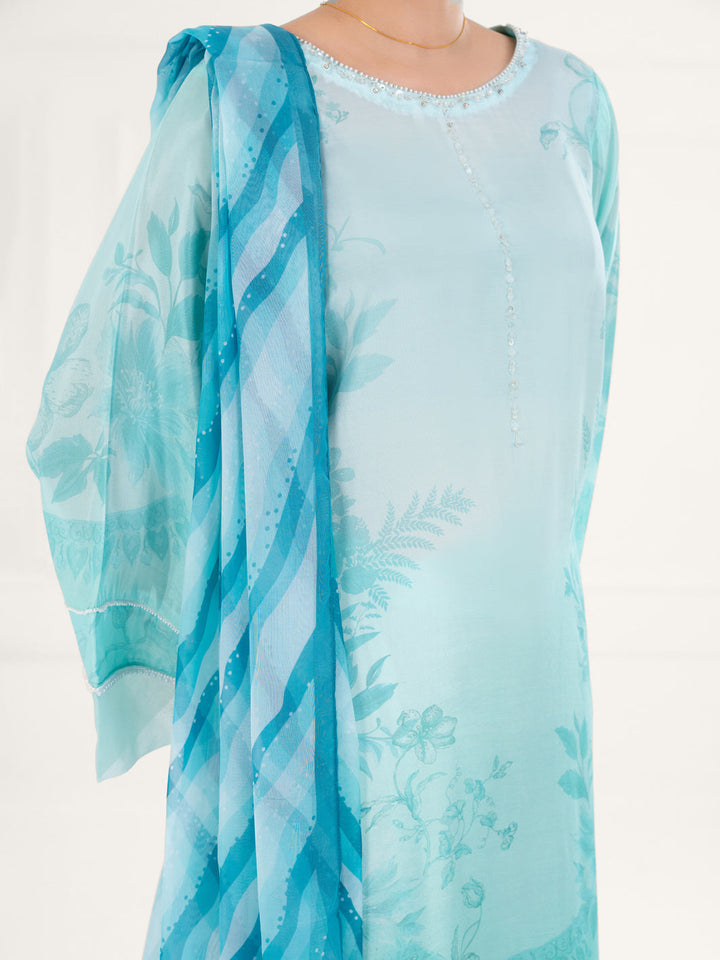 Thai Silk Ferozi Stitched Suit - Almirah