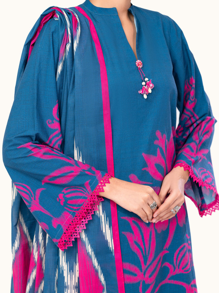 Cambric Blue Unstitched Suit - Almirah