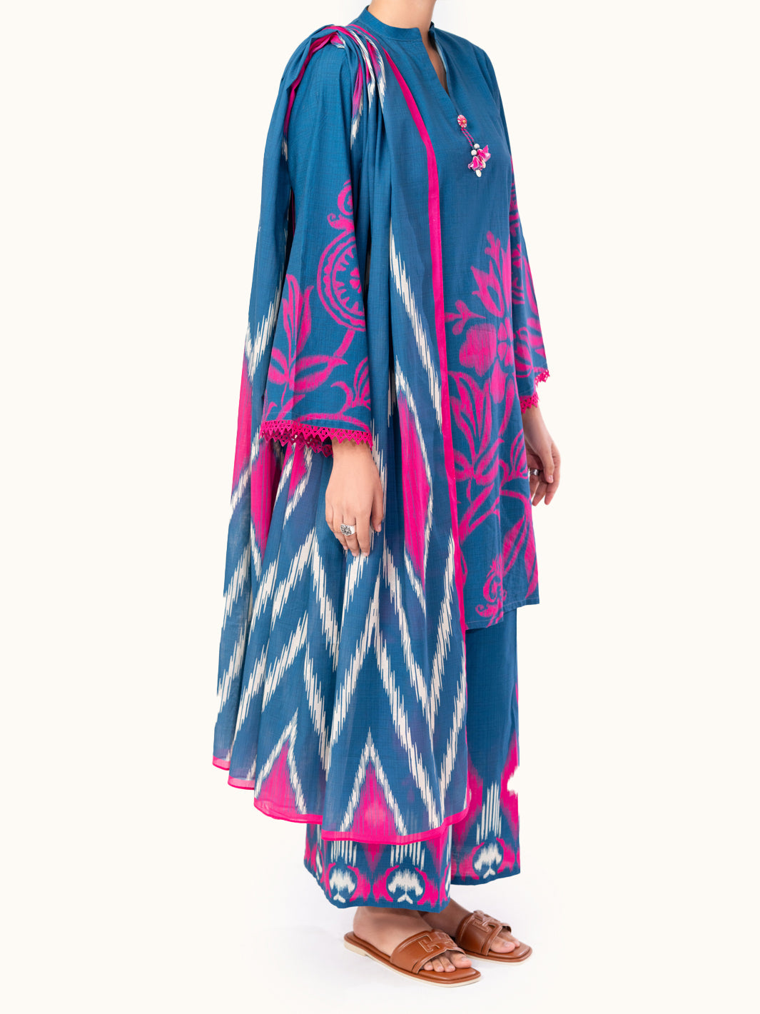 Cambric Blue Unstitched Suit - Almirah