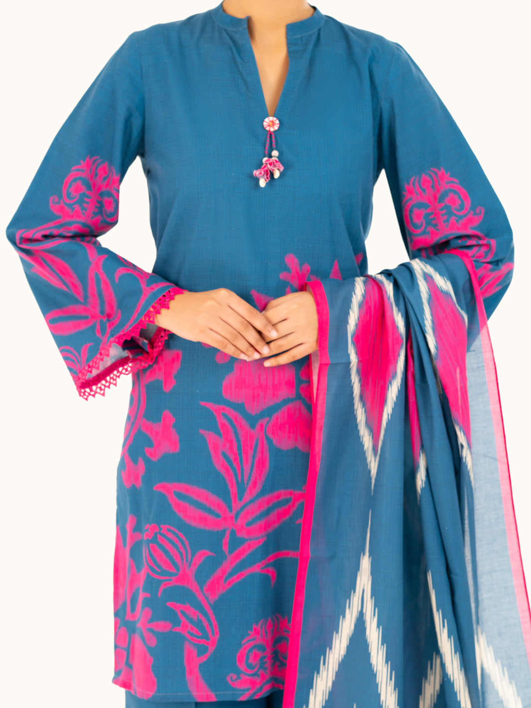 Cambric Blue Unstitched Suit - Almirah