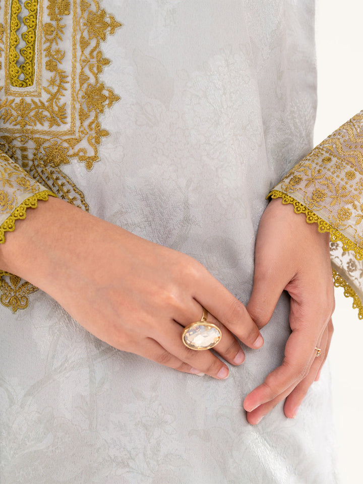 Jacquard Pistachio Green Unstitched Suit - Almirah