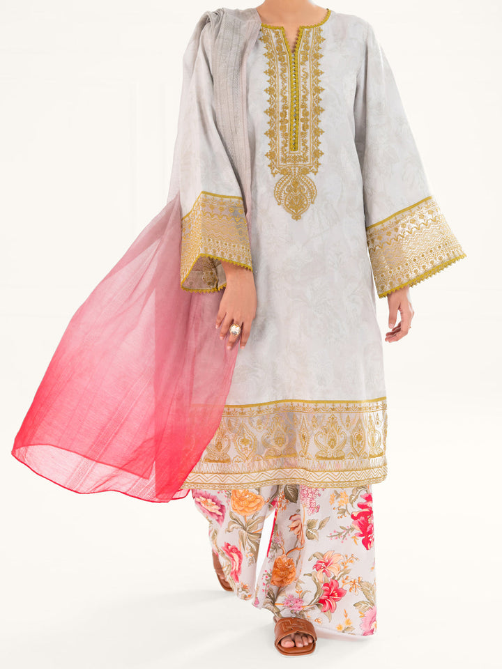 Jacquard Pistachio Green Unstitched Suit - Almirah