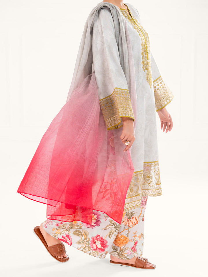 Jacquard Pistachio Green Unstitched Suit - Almirah