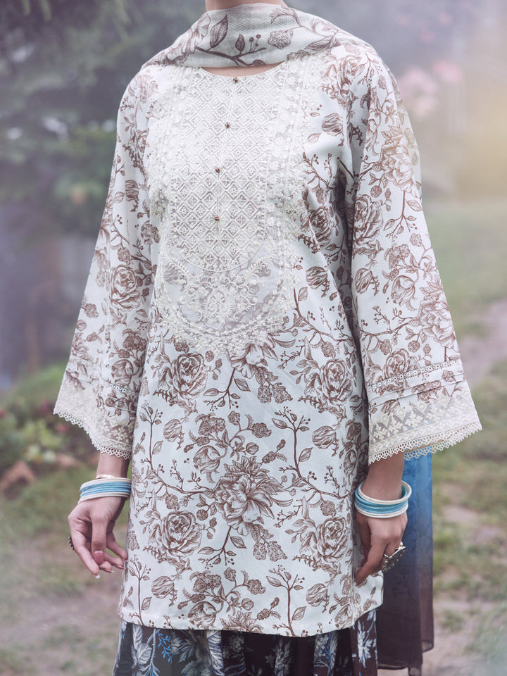 Jacquard Beige Unstitched Suit - Almirah