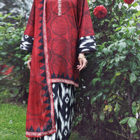 Lino Kara Maroon Unstitched Suit - Almirah