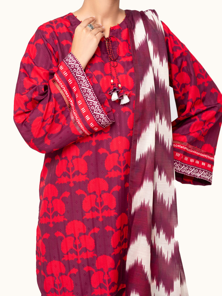 Lino Kara Plum Unstitched Suit - Almirah