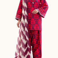 Lino Kara Plum Unstitched Suit - Almirah