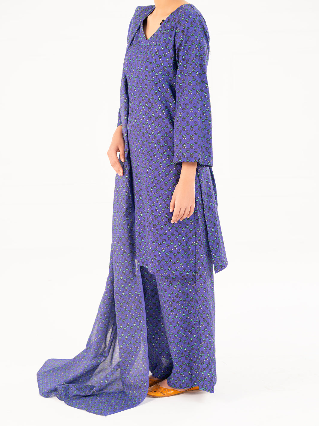 Cambric Purple Stitched Suit - Almirah