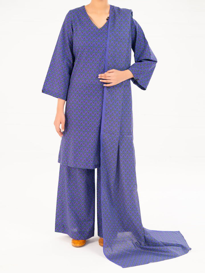 Cambric Purple Stitched Suit - Almirah