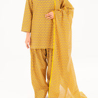 Cambric Mustard Stitched Suit - Almirah