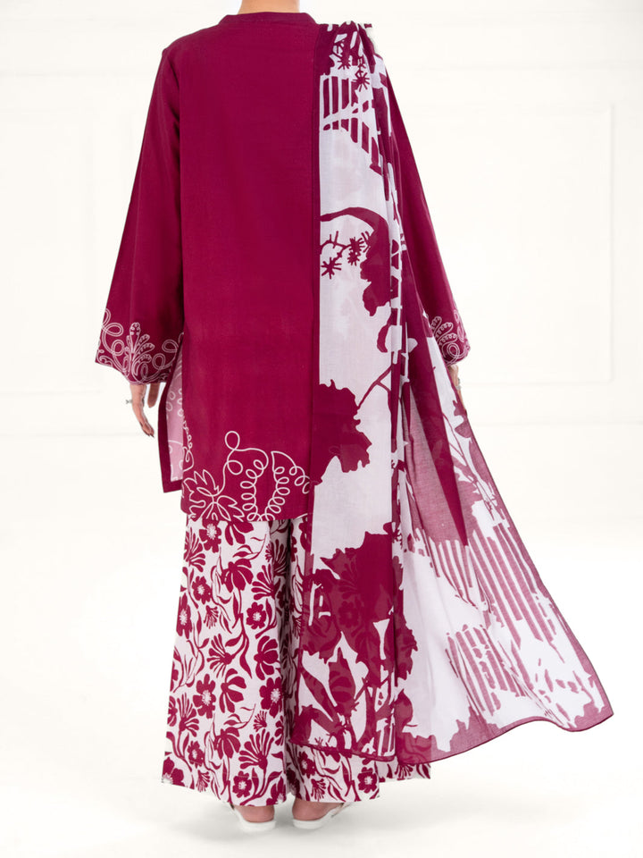 Cambric Maroon Stitched Suit - Almirah