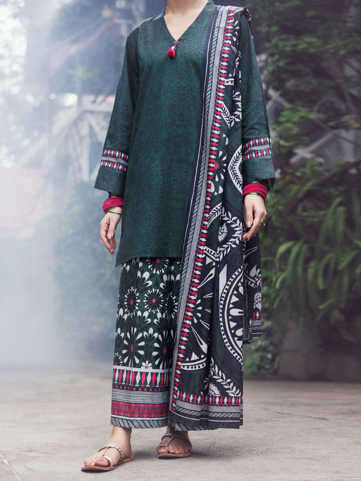 Cambric Charcoal Stitched Suit - Almirah