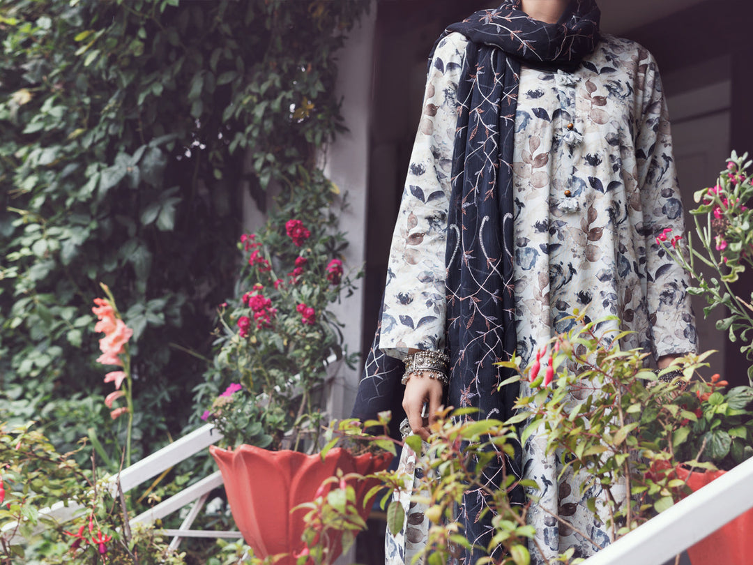 Cambric Beige Stitched Suit - Almirah