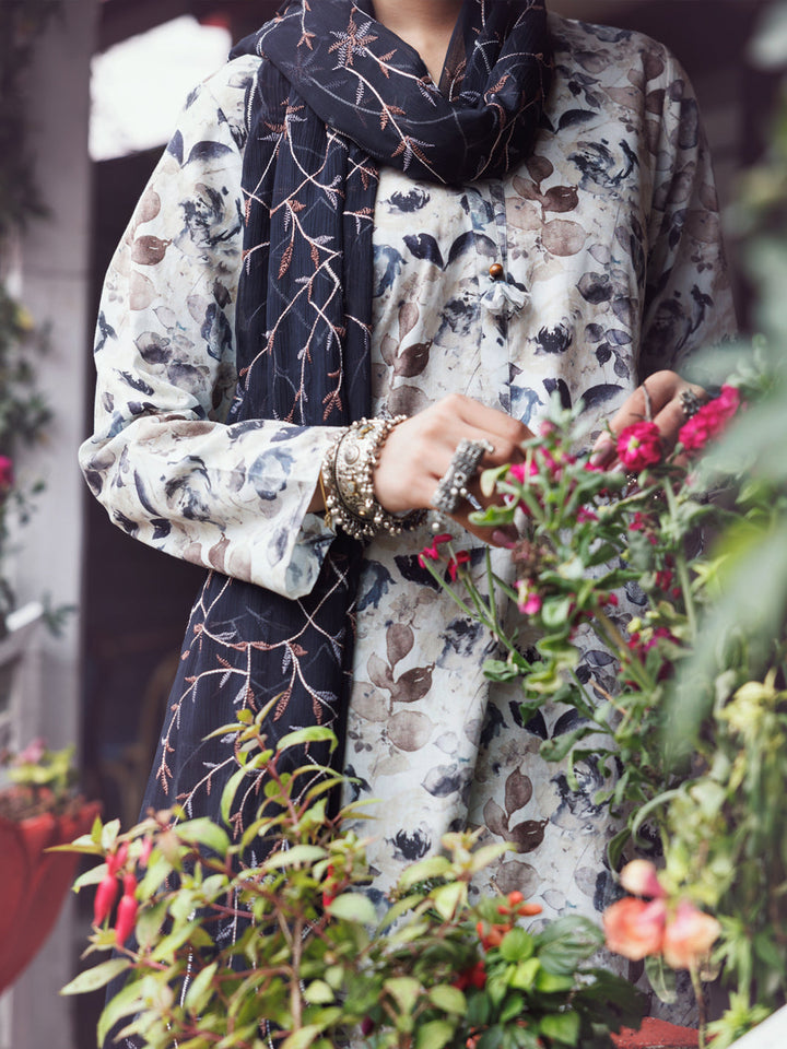 Cambric Beige Stitched Suit - Almirah