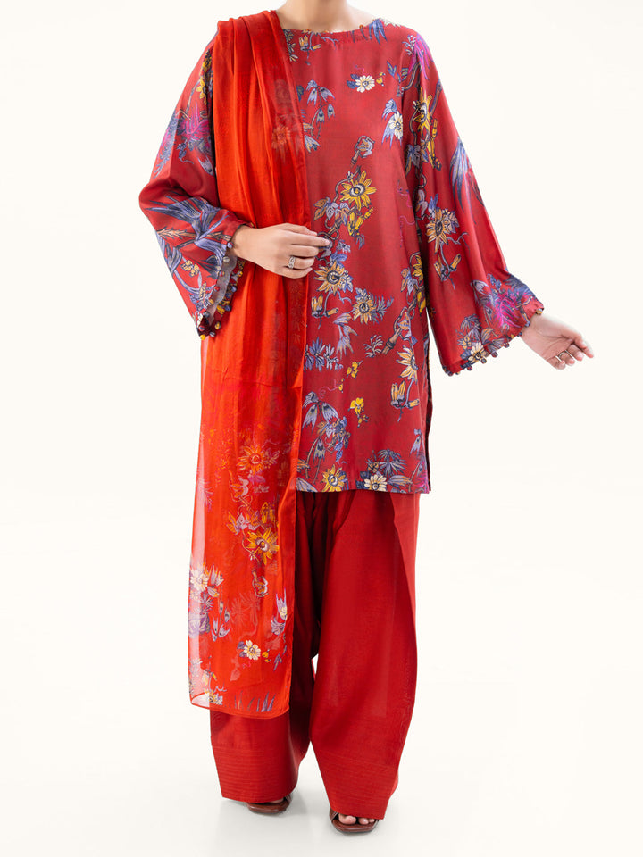 Cambric Rust Unstitched Suit - Almirah