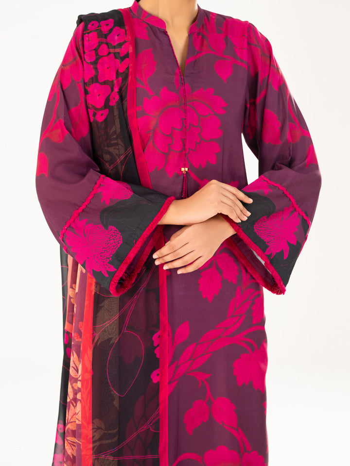 Cambric Purple Unstitched Suit - Almirah