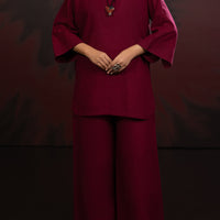 Maroon Stitched Suit - Almirah