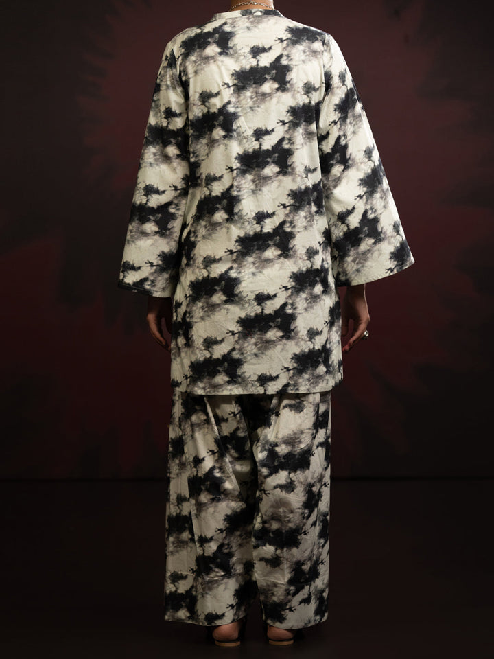 Dobby Black Stitched Suit - Almirah