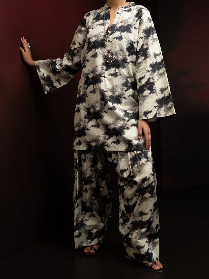 Dobby Black Stitched Suit - Almirah