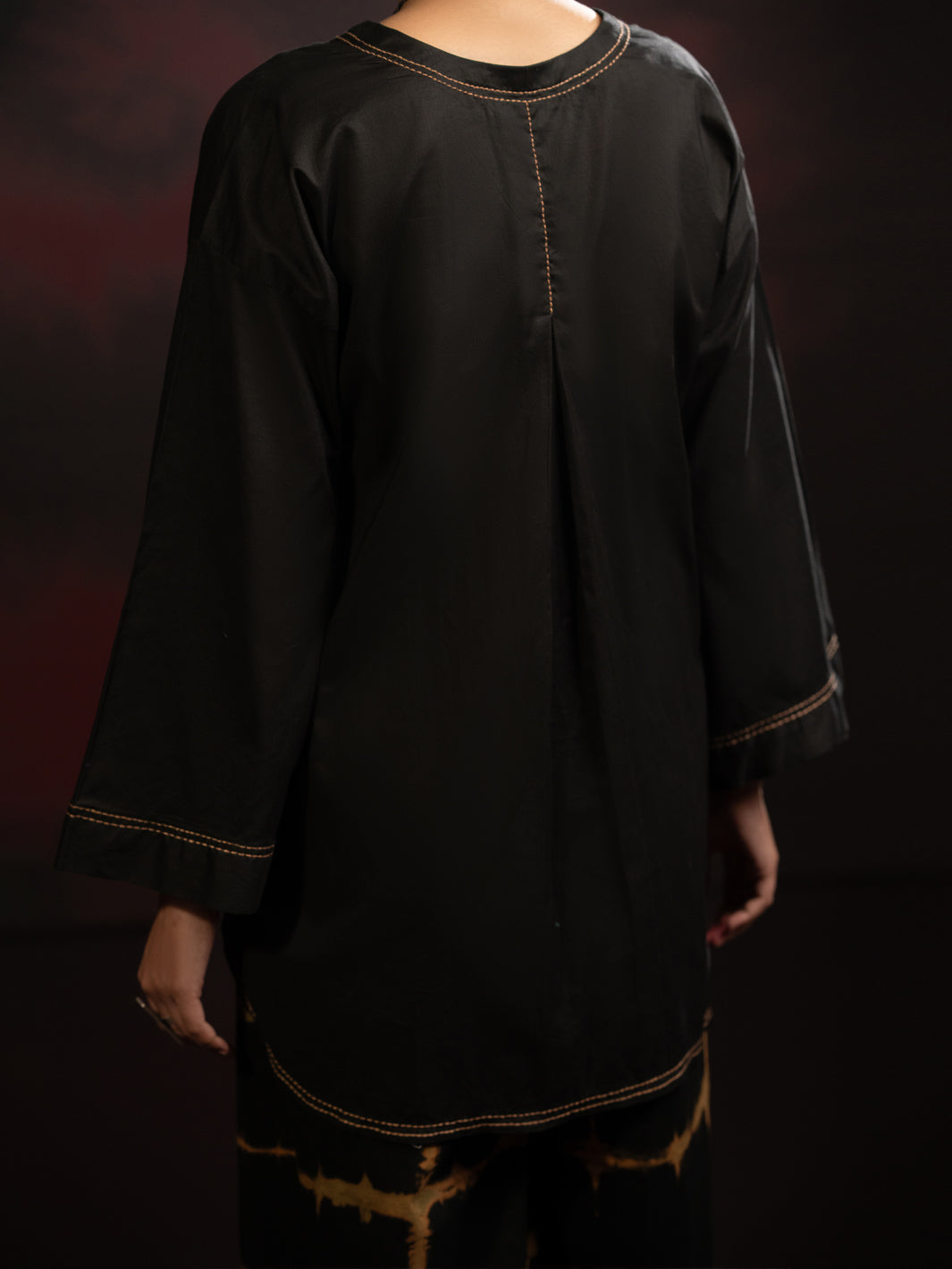 Dobby Black Stitched Suit - Almirah