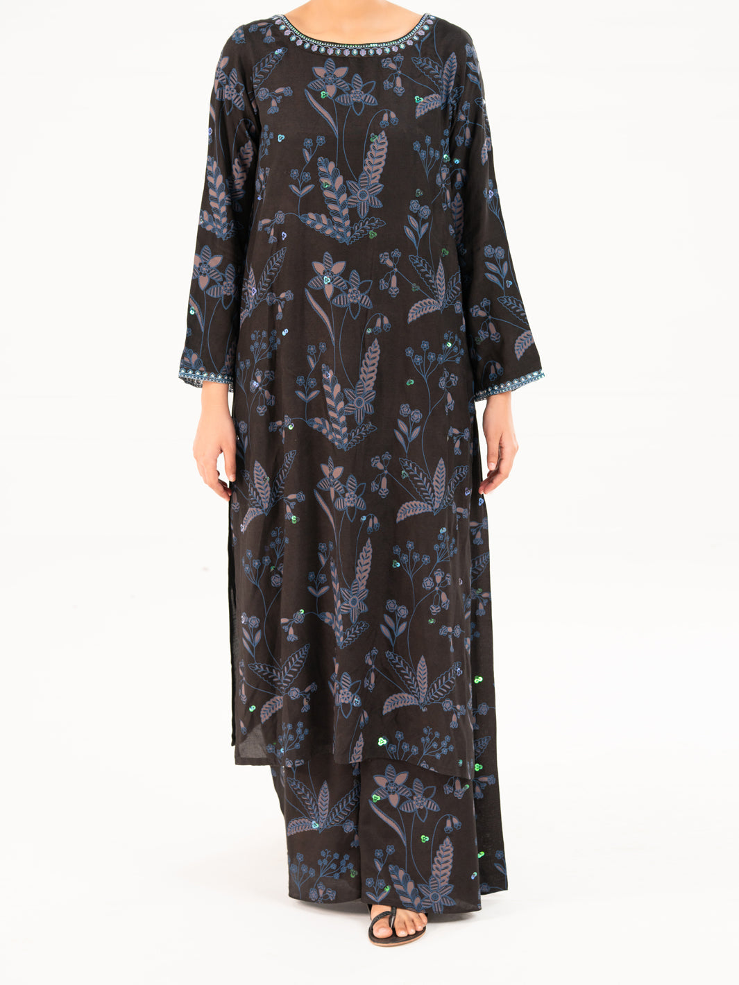 Viscose Black Stitched Suit - Almirah