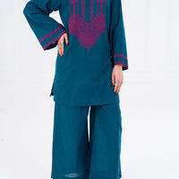 Cambric Turquoise Stitched Suit - Almirah