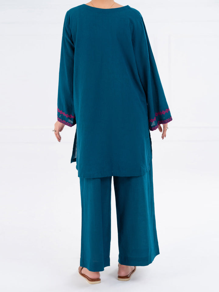 Cambric Turquoise Stitched Suit - Almirah