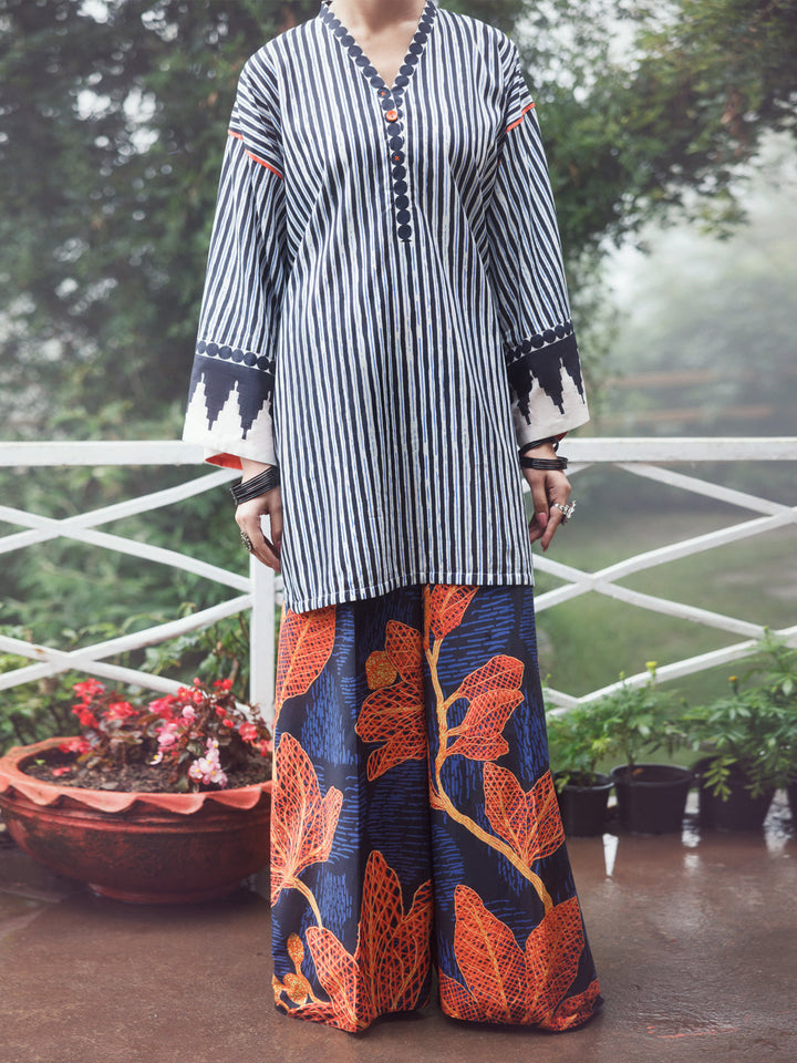 Cambric Black White Stitched Suit - Almirah