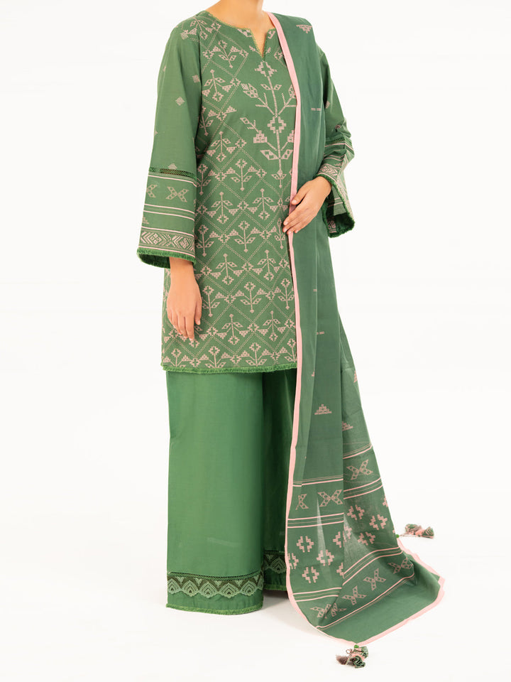 Cambric Green Unstitched Suit - Almirah
