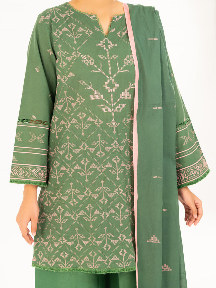 Cambric Green Unstitched Suit - Almirah